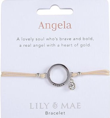 Lily & Mae Bracelet on White backing card.Angela