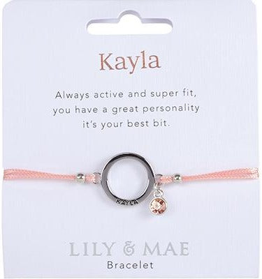 Lily & Mae Bracelet on White backing card. Kayla.