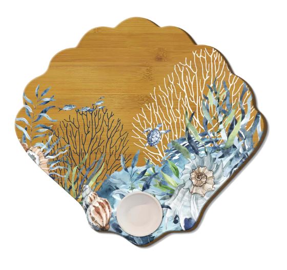 Lisa Pollock Shell Shaped Serving Platter with Bowl "Coral Reef" design.