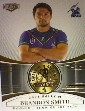 Brandon Smith from the 2021 Dally M Awards insert series of 2022 NRL Elite trading cards.