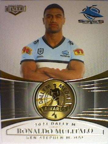 Ronaldo Mulitalo from the 2021 Dally M Awards insert series of 2022 NRL Elite trading cards.