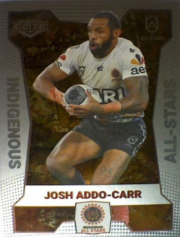 Josh Addo-Carr from the All-Star insert series of 2022 NRL Elite trading cards.