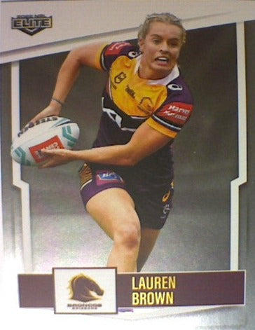 Lauren Brown of the Brisbane Broncos from the NRLW insert series of 2022 NRL Elite trading cards.