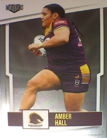 Amber Hall of the Brisbane Broncos from the NRLW insert series of 2022 NRL Elite trading cards.
