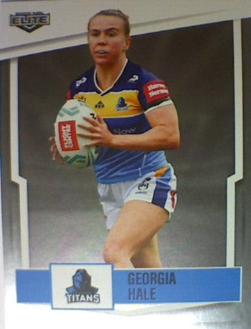 Georgia Hale of the Gold Coast Titans from the NRLW insert series of 2022 NRL Elite trading cards.