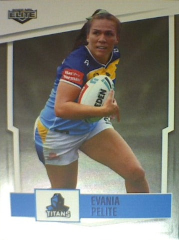 Evania Pelite of the Gold Coast Titans from the NRLW insert series of 2022 NRL Elite trading cards.