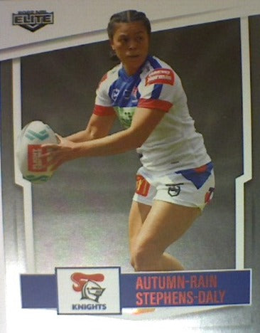Autumn-Rain Stephens-Daly from the Newcastle Knights from the NRLW insert series of 2022 NRL Elite trading cards.