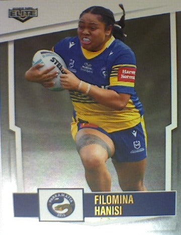 Filomina Hanisi from the Parramatta Eels from the NRLW insert series of 2022 NRL Elite trading cards.
