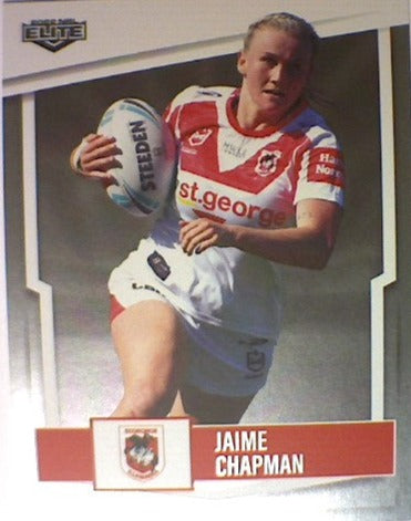 Jaime Chapman from the St George Illawarra Dragons from the NRLW insert series of 2022 NRL Elite trading cards.