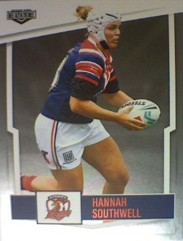 Hannah Southwell of the Sydney City Roosters from the NRLW insert series of 2022 NRL Elite trading cards.