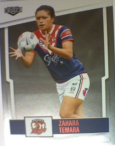 Zahara Temara of the Sydney City Roosters from the NRLW insert series of 2022 NRL Elite trading cards.