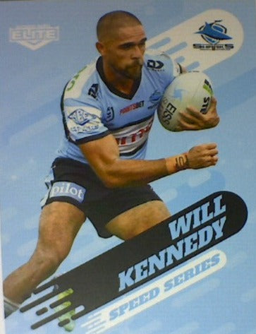 Will Kennedy of the Cronulla Sharks Speed Series card from the 2022 NRL Elite trading card release.