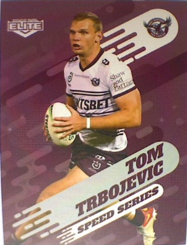 Tom Trbojevic of the Manly Warringah Sea-Eagles Speed Series card from the 2022 NRL Elite trading card release.