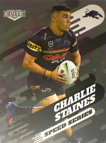 Charlie Staines of the Penrith Panthers Speed Series card from the 2022 NRL Elite trading card release.