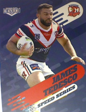 James Tedesco of the Sydney City Roosters Speed Series card from the 2022 NRL Elite trading card release.