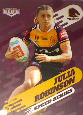 Julia Robinson of the Brisbane Broncos Speed Series card from the 2022 NRL Elite trading card release.
