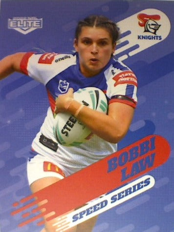 Bobbi Law of the Newcastle Knights Speed Series card from the NRL 2022 Elite trading card release.