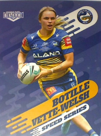 Botille Vette-Welsh of the Parramatta Eels Speed Series card from the NRL Elite 2022 trading card release.