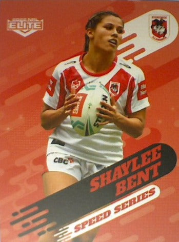 Shaylee Bent of the St George Illawarra Dragons Speed Series card from the NRL Elite 2022 trading card release.