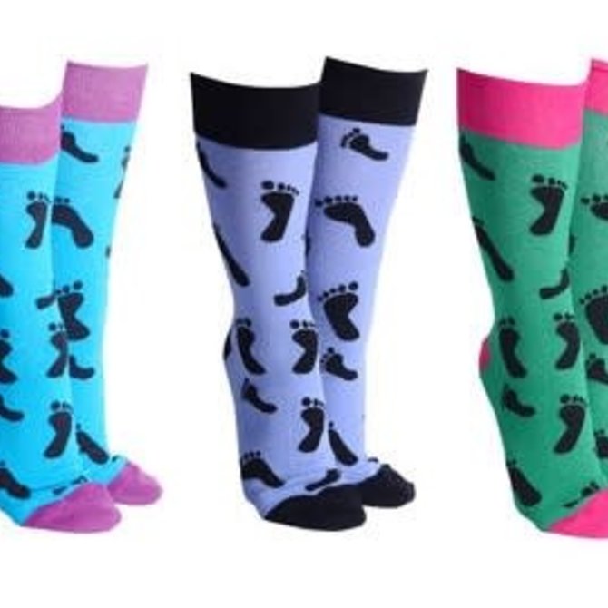 Socks with fun feet designs in assorted colours from Sock Society.