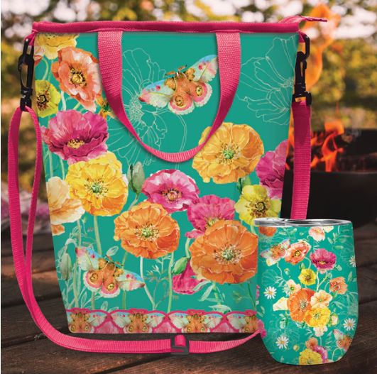 Champagne Cooler Bag (Aluminum Insulated) - 31x35cm - Bright Poppies